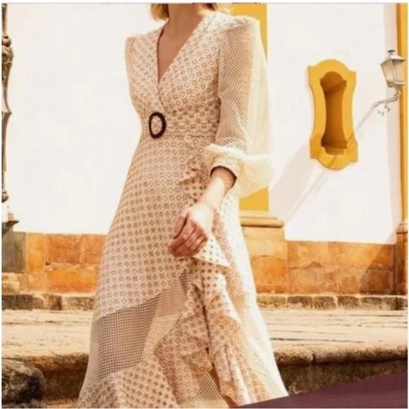 PatBO Eyelet Mesh Trim Midi Dress - Picture 2 of 2